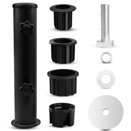 Umbrella Pole Replacement Umbrella Mount, Metal Deck Umbrella Holder Outdoor, Universal Umbrella Replacement Parts Tube Bracket, Heavy-Duty Umbrella Base Holder Tube Bracket for Balcony Pool (Black)