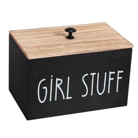 VICASKY Wooden Tampon Organizer Box with Lid Stylish Feminine Product Storage for Cotton Pads Makeup and Toiletries Dividers for Use Bathroom Decor