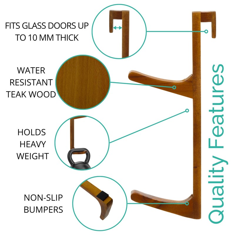 Over Shower Door Towel Hook - No Drill, No Rust,