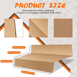 Geyoga 12 Pcs 1.58 x 2.83 ft Temporary Stair Protection Paper Roll Covering for Construction Renovation Stair Treads Surface Protection Accessory (Wood Color)