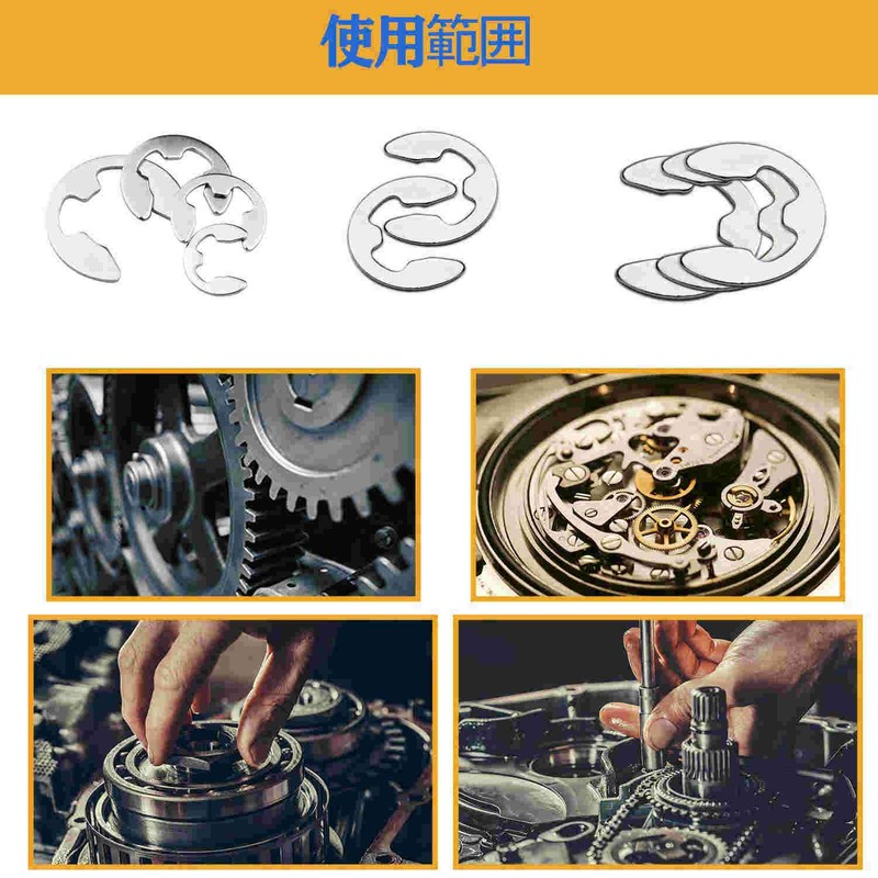 Litorange 390 Pcs E-Shape Snap Rings E-Clips 304 Stainless Steel