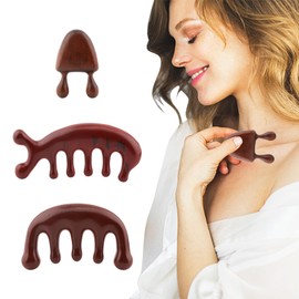 Equivira 3pcs Wooden Scalp Massager Comb, Hair Gua Sha, Wood Scalp Massager Hair Growth, Wooden Nose Scraper Scalp Comb Guasha Tool ﻿for Women Men Older