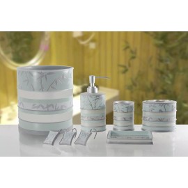 BH Home & Linen 6 Piece Decorative Bathroom Accessory set Made of Ceramic (Venezia Aqua)