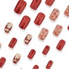 24Pcs Valentines Nails Press on Nails Medium Square Red Heart