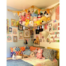 Kangaroo Stuffed Animal Storage Hammock, Corner Hanging Toy Organizer, Stuffed Animal Storage | Easy to Hang Plushie Net - Included Anchors & Hooks | for Toy Room, Nursery Bedroom & Home Decor