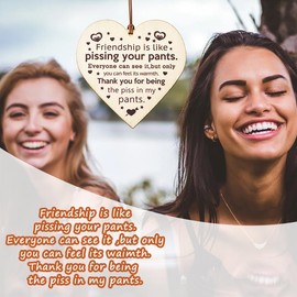 Funny Friendship Gifts for Women Men Best Friend Wooden Signs with Saying for Home Decor Wall Crafts Burlywood Heart Wooden Hanging Friends Thank You Tags Plaque Gifts for Friends Female Male