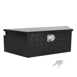 PRFFWK 39 Inch Trailer Tongue Box, Heavy Duty Aluminum Box Tool Chest Storage for Truck Bed Pickup RV with Lock and Keys-39 x 15.4 x 12 inch,Black