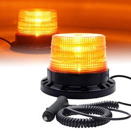 NWpangu LED Warning Strobe Light, 9V-30V Amber LED Flash Beacon Light with Magnetic and Stretchable Cord for Vehicles Forklift Truck Tractor Car Bus UTV, 1PCS