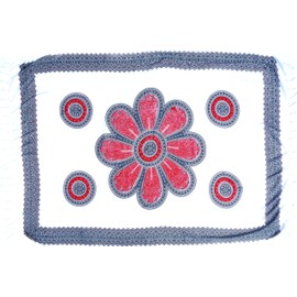 GURU SHOP Bali Sarong, Wall Hanging, Wrap Skirt, Sarong Dress, Men/Women, White, Synthetic, Size: One Size, white/red