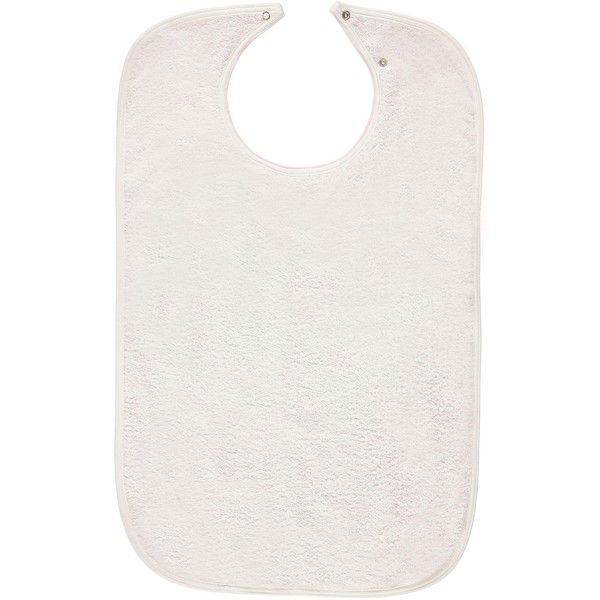 Nobles 3 Terry Adult Bibs with Vinyl Barrier - Snap Closure (White with Light Pink Backing)