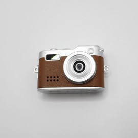 JSJPINKU Mini Vintage Cartoon Leather Camera - 1080p HD, 16GB TF Card, Quiet Mode, Type-C Connectivity (Dark Brown)