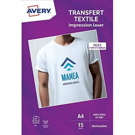AVERY 3 Packs of 15 A4 Laser Printed Transfer Paper for White or Light Textiles