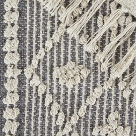 DII Woven Rugs Collection Textured Hand-Loomed with Fringe, Runner, 2'3"x6', Gray Diamond