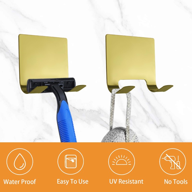 MOROBOR 4 Pcs Shower Squeegee Adhesive Hook, All-Purpose Scraper Holders