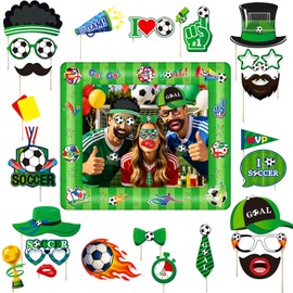 POPOYU Football Party Inflatable Photo Booth with 30Pcs Photo Booth Props,Selfie Picture Frame for Football 2026 Party,Soccer Photo Booth Props,Giant Props Frame Celebration FootballParty Props