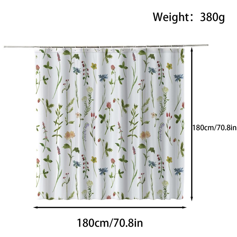 FAIRYGATE Bathroom Curtains Shower 180x180cm Spring Flower Shower Curtain Summer