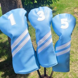 Golf Club Head Covers for Fairway Woods Driver Hybrids, 4pcs Premium PU Leather Women Golf Headcovers Set with No.Tags1 3 5 X.