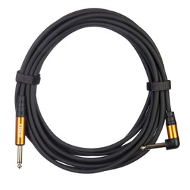 Fame Dual Shielded Instrument Cable, 6 m, Straight/Angled, High-Quality Black Guitar Cable