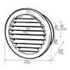 Kair White Circular Vent 128mm Dimension Wall Grille with Fly