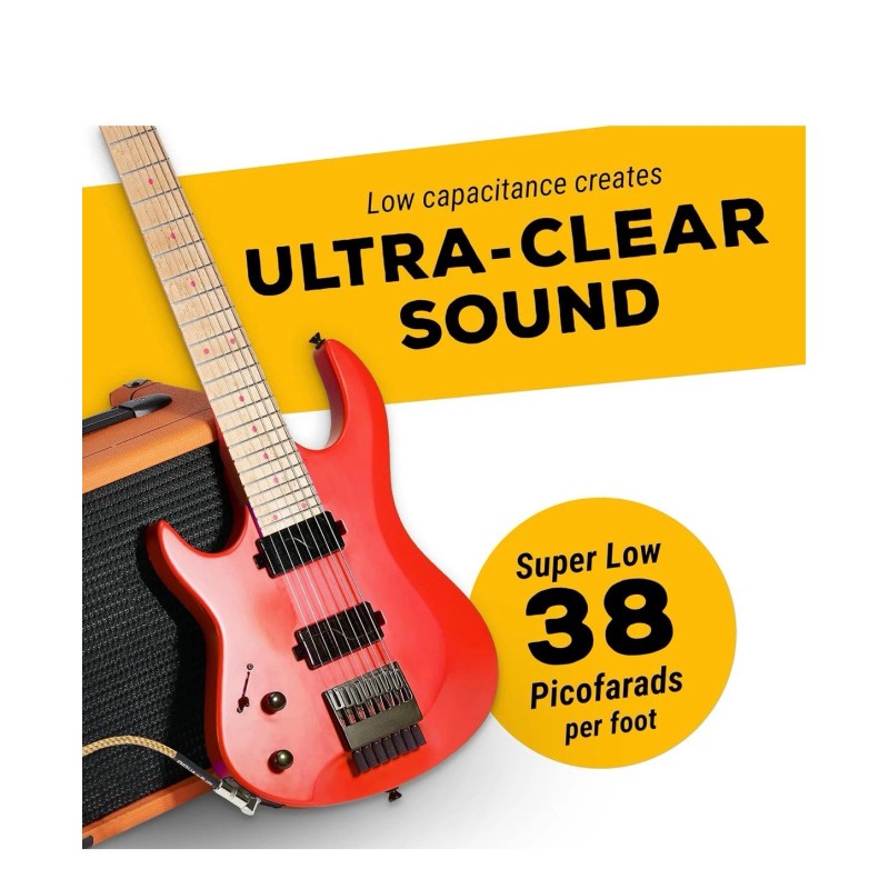 GLS Audio (5) GLS Audio 15 ft Instrument Cable, Yellow/Brown