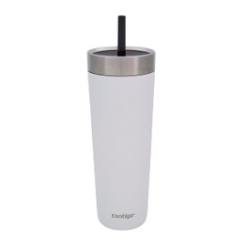 Contigo Unisex-Adult No-Spill Tumbler Isolierte Wasserflasche mit Strohhalm, Weiß, 720 ml