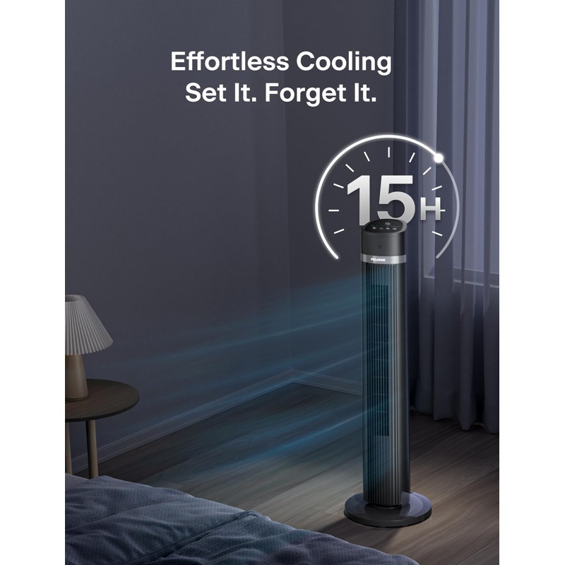 PELONIS 40 inch Bladeless Tower Fan for Bedroom, Standing Fan