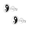 Laimons Women's Stud Earrings Yin Yang Plate Flat White Black