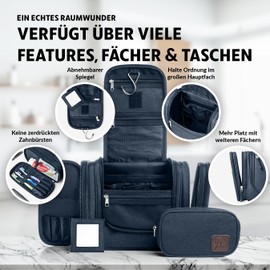 Obics - Toiletry Bag for Men & Women [Version 2024] - Cosmetic Bag Small & Large - Toiletry Bag - Gift Idea for Men and Women, Large Blue, Toiletry bag