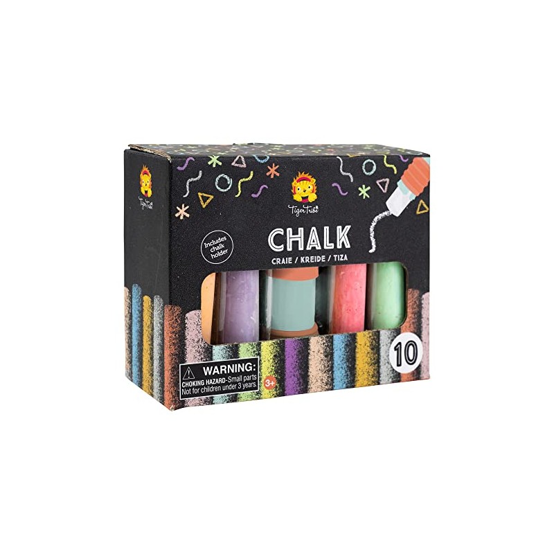 Tiger Tribe, Chalk Stationery, 10 Jumbo Chalks, Giant Chalk, Outdoor