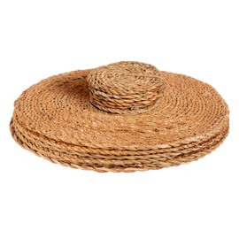 12 Piece Water Hyacinth Wicker Weave Placemats & Coasters - Typha Design Round Drinks Plates Woven Coaster Placemat Set - By Argon Tableware