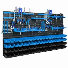 botle 76 Stacking Boxes Wall Shelf Plastic 154 x 78 cm Tool Holder Workshop Garage Storage System Visible Storage Boxes Chute