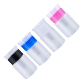 Mikinona 4pcs Pump Dispenser Bottles Travel-Ready Leakproof Cosmetic Containers for Makeup Disinfection and Nail Art and Black Random Colors