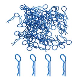 MECCANIXITY 60pcs 30-Degree Angle RC Body Clips Bent Springy R Pins 20x1.0x6mm for All 1/8 1/10 1/12 Scale Model RC Car Crawler Replacement(Blue)