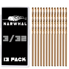 3/32" Inch Cobalt Drill Bits - 13 Pack of M35 Cobalt Drill Bits with Storage Case - Perfect Drill Bits for Metal, Hardened & Stainless Steel, Cast Iron, and More!