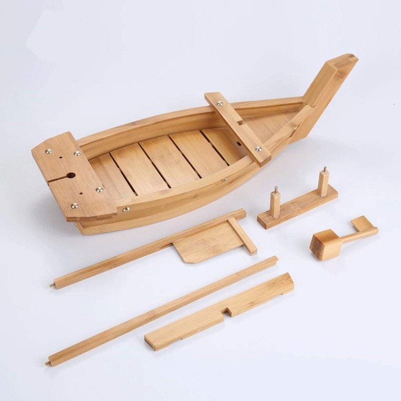 BIPEGE Wooden Sushi Boat Serving Tray, 24 Inch Sushi Plate