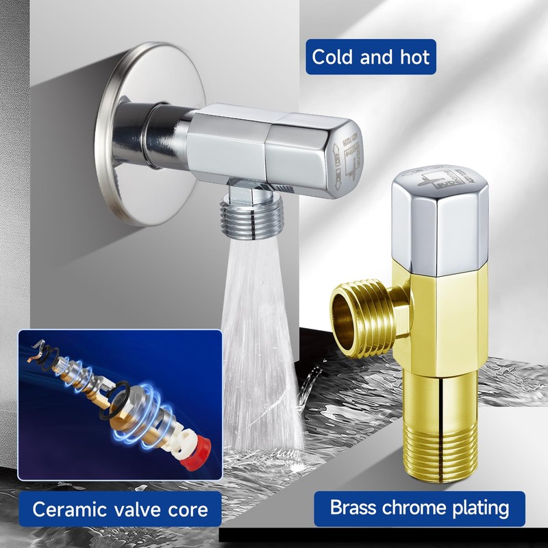 SUBMARINE Brass Angle Stop Valve, 1/2'' Inlet and Outlet Caliber,