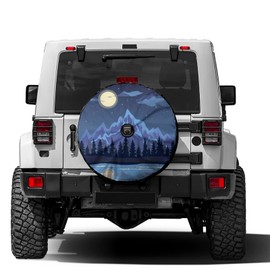 Delerain Spare Tire Cover with Backup Camera Hole Mountain Night Wheel Covers Waterproof Dust-Proof UV Sun Universal Fit for Jeep Trailer RV SUV Truck (17 Inch for Diameter 31"-33")