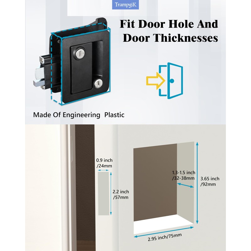 Engineering Plastic Camper Door Lock, RV Door Lock Replacement, Fit