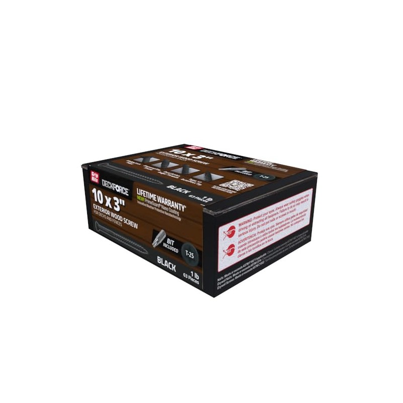Grip-Rite GRDF3STBLK1 DeckForce #10 x 3 Nano Coated Wood Screws,