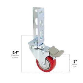 4pc - Storage Rack Caster Wheels (Adapts to Boltless Self Locking Shelving Racks) (3" (500 Max Total Capacity))