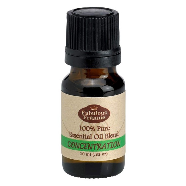 Fabulous Frannie Concentration 100% Pure, Undiluted Essential Oil Blend Therapeutic Grade - 10 ml. Great for Aromatherapy! Concentration is The Perfect Blend of Cypress and Peppermint Essential Oils.