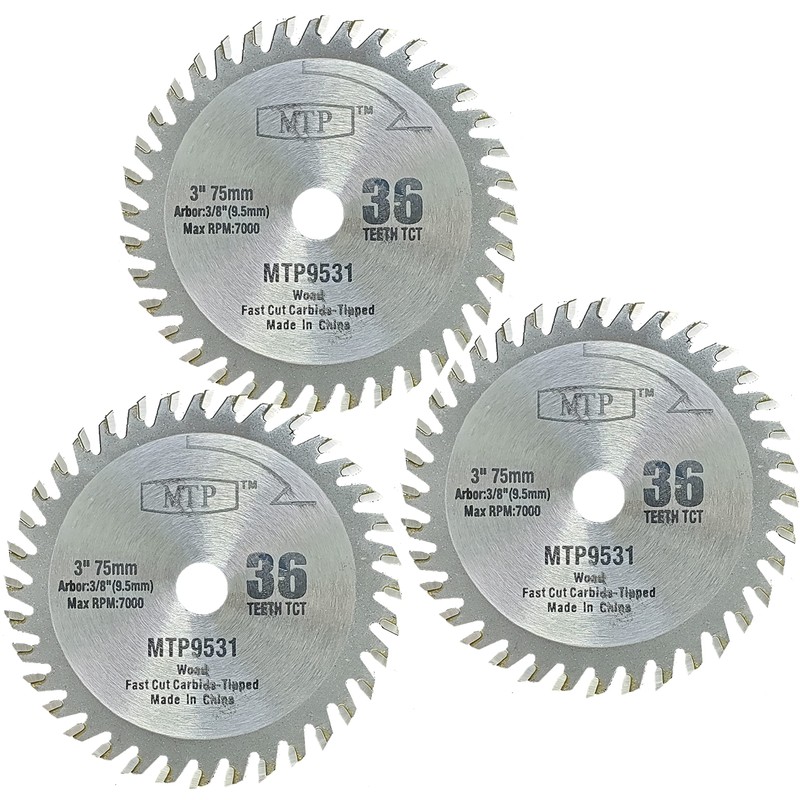 3" Wood Plastic TCT (3/8" 9.5mm Arbor) Cutting Blade for