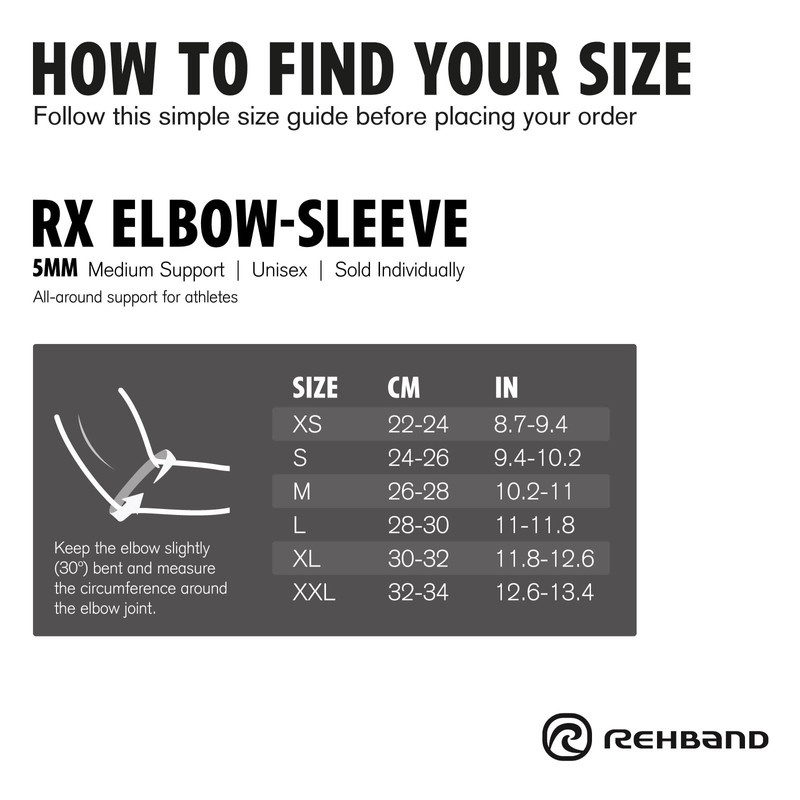 Rehband Elbow 5mm Compression Sleeve, Neoprene Elbow Sleeves for Weightlifting,