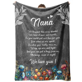 Afterprints Nana Gifts, Nana Blanket with Flowers and Letter Print, Nana Birthday Gifts, Gifts for Nana from Grandkids on Christmas, Grandparents Day, Soft Throw Blankets 50" x 60"