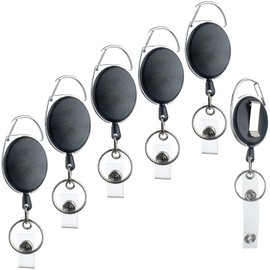 Roellgs 6 x Vinyl Lanyard Badge Holder with Key Ring Badge Holder Carabiner Belt Clip