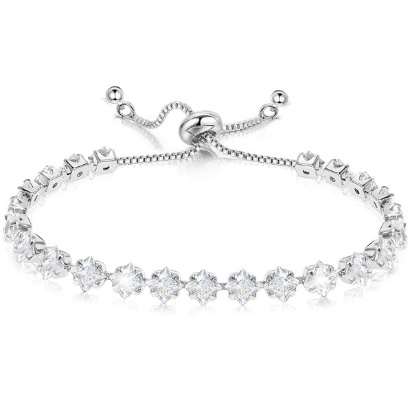Suyi Bracelet for Womens Birthstone Bracelet Silver Tennis Cubic Zirconia