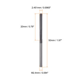 HARFINGTON Carbide Chucking Reamer 0.0965"(2.451mm) Dia Straight Flute Straight Shank Machine Reamer Tool for Metal and Lathes CNC Machining Centers, Black