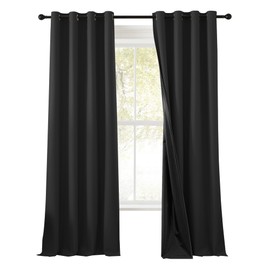 RYB HOME Black 100% Blackout Curtains 84 inches Long for Bedroom Living Room, Room Darkening Curtains for Apartment Studio, Lightweight Privacy Window Treatment Drapes, W52 x L84, 2 Panels