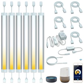 LAMPAOUS Smart Under Cabinet Lighting,Works with Alexa, Google Home, Smart Phone, Echo, Siri, Kitchen Counter Lights Color from 2700K to 6500K, Brightness from 10% to 100%, Smart Home Devices, 6pcs