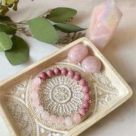 Unbranded Rose Quartz & Rhodonite Gemstone Beads Healing Women Bracelet for Self Love Gift